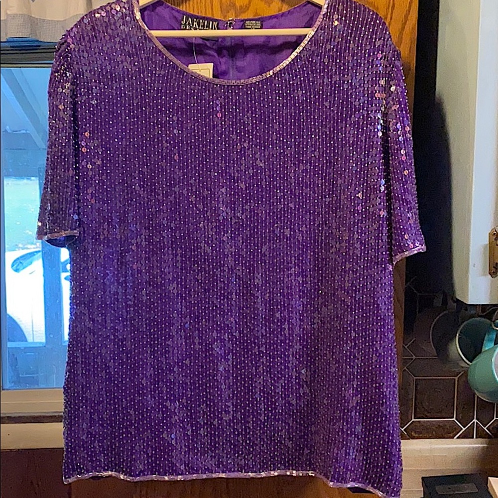 Vintage Jakelin Silk Sequin and Beaded Top